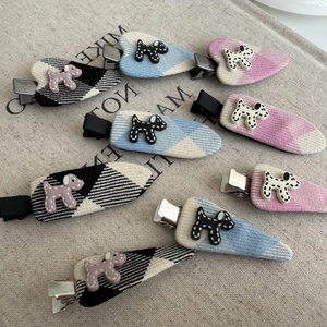 Korean Style Sweet Polka Dot Puppy Fabric Wrapped Hair Clips Cute Animal Seamless Bangs Clips Women Girls Hair Accessories