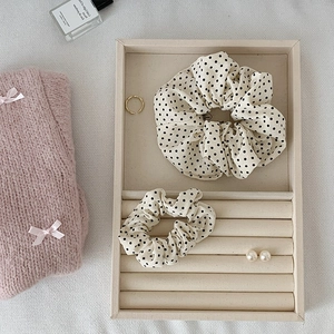 Ensemble chouchous à pois crème et noir de style coréen en tissu de haute qualité