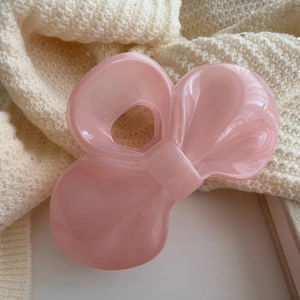 Sweet Pink Bow Shape Hair Claw Clip Glossy Resin Large Hairgrip For Women Daily Hair Accessories Decorative Headwear
