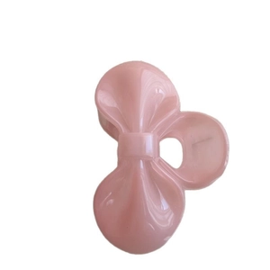 Sweet pink bow hair clip in glossy jelly resin for women, stylish summer hair accessory