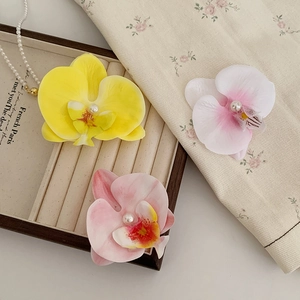 Détails de pinces à cheveux orchidée phalaenopsis dégradées avec accents de perles