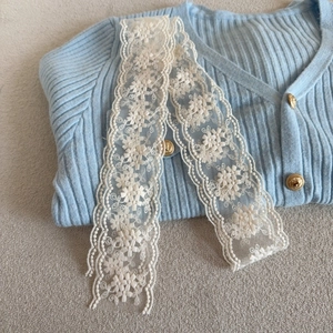Fairy Lace Floral Embroidery Hair Ribbon For Women Forest Style Vintage Multi Use Scarf Hair Tie Elegant Accessory