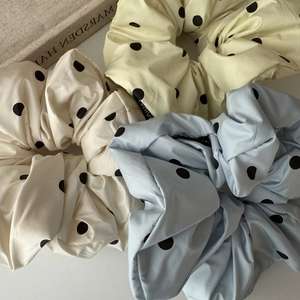 Chouchous en Satin à Pois Style Français Oversize Doux Fait à la Main Élastiques à Cheveux Pour Femmes Accessoires de Mode