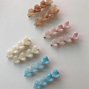 Korean Style Heart Shaped Jelly Acrylic Hair Clip Sweet Resin Hair Barrettes Metal Duckbill Side Clip Women Hair Accessory