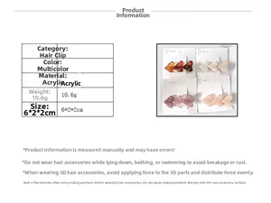 Détails de la pince à cheveux en acrylique 10,6g avec cœurs en ambre, blanc, violet et rose