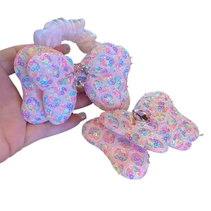 Ensemble d'accessoires cheveux pour filles avec nœuds roses à paillettes et gemme