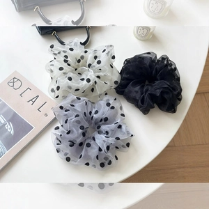 Scrunchie in Organza a Pois Stile Coreano Grande Elastico per Capelli in Tulle Moda Elegante Accessori per Capelli Donna