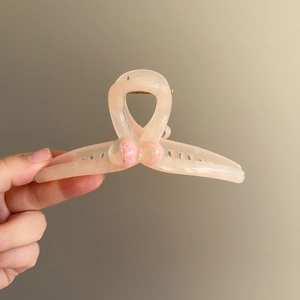 Korean Style Small Acrylic Hair Claw Clip For Women Pink Translucent Geometric Shark Clip Elegant Hair Styling Accessory