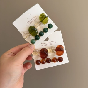 French Vintage Resin Acrylic Hair Clips Set For Women Elegant Geometric Heart Faux Artificial Pearl Side Clips Hair Accessories