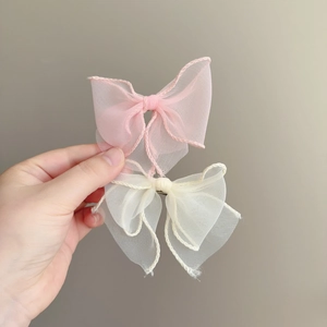 Fairy Style Mesh Bow Hair Clip Stereoscopic Ribbon Edge Sweet Bowknot Side Clip Women Fashion Headwear Hair Accessory