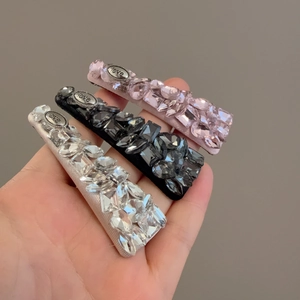 Lot de barrettes à strass luxe avec cristaux roses noirs et blancs pour femme