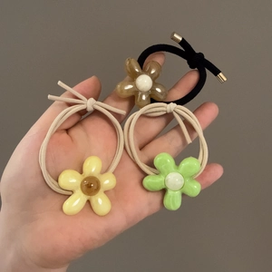 Élastiques à Cheveux Style Coréen Fleur en Résine Support Queue de Cheval Bandeaux Décoratifs Colorés pour Femmes Quotidien