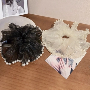 Chouchous en Organza à Mailles Surdimensionnés Élastiques Cheveux Élégants Avec Künstliche Perles Artificielles Bandeaux pour Femmes Filles Accessoires