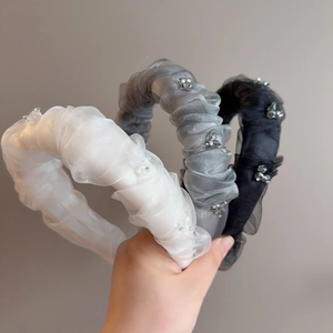 Eleganter Umwickelter Netz Strass Haarreif Für Damen Süßes Plissee Volumengebender Haarschmuck Vintage Täglich Kopfbedeckung