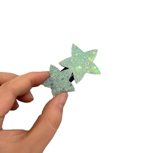 Barrettes à cheveux étoile pour enfants vert menthe avec des paillettes étincelantes