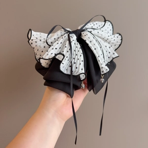 Eleganter Koreanischer Plissee Chiffon Gepunktet Schleife Haarklammer Für Damen Große Schleife Haarnadel Süßes Haar Accessoire