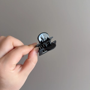 Elegant black bow hair claw clip for minimalist half-up hairstyles and pony tail styles