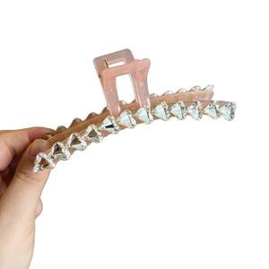 Pinza per capelli rosa con strass a cuore accessorio elegante per capelli donna