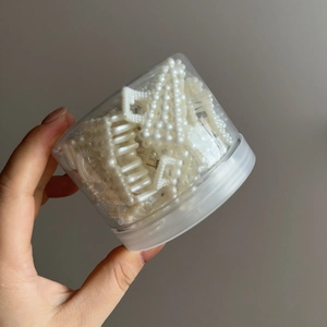 Lot de mini pinces à cheveux avec perles en pot transparent pour coiffure femme