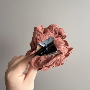 Elegant dusty pink lace embroidery flower hair claw clip in sweet minimalist style