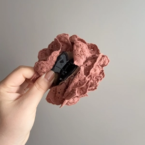 Elegant embroidered lace flower hair claw clip in pink for sophisticated hairstyles