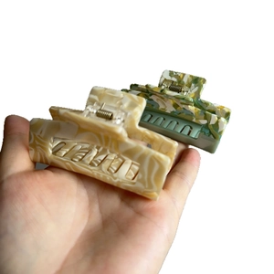 Elegant marble pattern acetate hair claws in beige and yellow green colors for women
