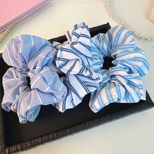 Minimalist Striped Fabric Scrunchies Blue White Hair Bands Elastic Hair Ties For Women Daily Hair Accessories Hair Rope