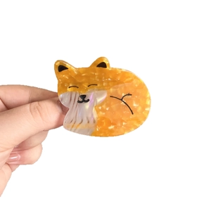 Cute acetate corgi puppy hair claw clip with orange and white marble texture