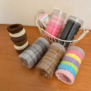 High Elasticity Fabric Scrunchies Set In Transparent Jar For Women Soft Wrinkled Hair Ties Solid Color Ponytail Holder Hair Accessories