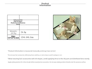 Détails de taille et poids pour pinces à cheveux en peluche ours et lapin beige et kaki