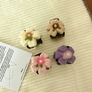 Mini Fermaglio per Capelli a Fiore in Maglia per Donna Dolce Molletta a Fiori Fatta a Mano Uncinetto Accessori per Capelli Coreani
