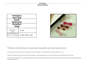 Tableau des tailles et spécifications de poids pour ces barrettes à nœud minimalistes