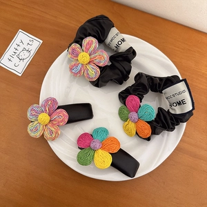 Colorati Fermagli per Capelli a Fiore Intrecciati a Mano Elastici in Pelle PU Dolce Design Floreale Accessori per Capelli Donna