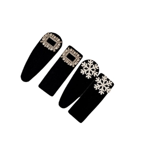Fashion velvet hair clip set with rhinestone snowflake and classic square buckles