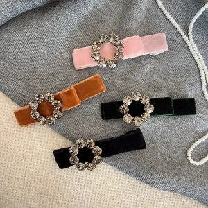 Retro Velvet Hair Clip For Women Elegant Circle Rhinestone Hairpin Autumn Winter Fashion All-match Side Clip Hair Accessories
