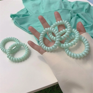 Chouchous Fil de Téléphone en Spirale Plastique Vert Menthe Sans Couture Non-Dommageable Haute Élasticité pour Femmes Quotidien