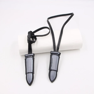 Creative bullet leather pendants with black lanyards for bags and garment accessories