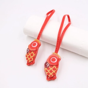 Japanese style koi fish leather keychain charms with vibrant red scales for bags and keys