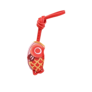Traditional red leather koi fish charm with scale patterns for bags and keychains