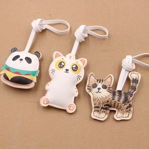 Simpatico Ciondolo per Borsa in Pelle PU con Animali dei Cartoni Animati Panda Burger Gatto Stampa per Bagagli Borsa