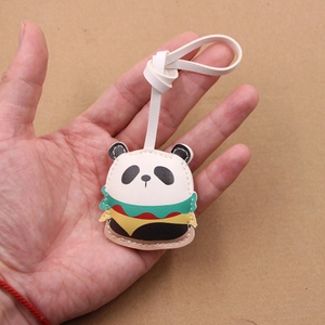 Etichetta per bagaglio creativa panda burger in pelle con cinturino bianco per borse