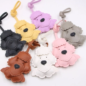 Cartoon Puppy Bag Charm Artificial Leather Padded Teddy Dog Pendant For Handbag Backpack Key Ring Accessory For Women Girls