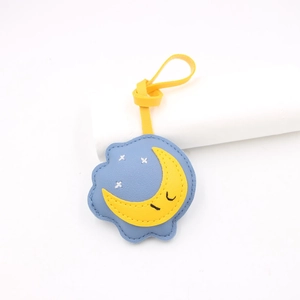 Charm de sac en cuir lune avec nuage bleu et design de croissant jaune mignon