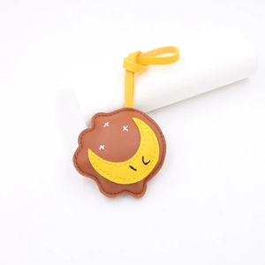 Pendentif de sac en cuir lune créatif en forme de nuage avec lanière jaune assortie