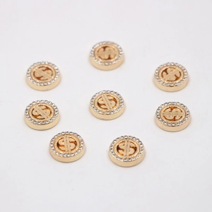 Ciondoli in Lega d'Oro Rotondi Con Segno del Dollaro e Strass per Creazione di Gioielli DIY e Accessori per Nail Art