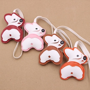 Lot de 4 breloques de sac en cuir fesses de Corgi en rouge rose marron et orange