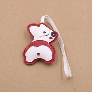 Pendentif fesses de Corgi en cuir avec étoiles rouges et lanière blanche pour sacs à main