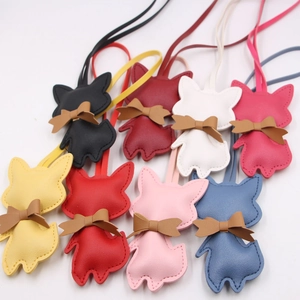 Handmade leather fox charms with bowties in eight colors for handbags and accessories