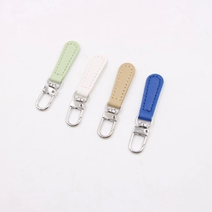 DIY leather zipper pulls with silver metal lobster clasps in four assorted colors