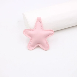 Pink star-shaped leather pendant accessory with fine stitching for DIY bag decoration